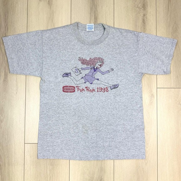 VTG 1998 Kellogg College Fun Run T-Shirt Sz L Gray Graphic Tee Gildan 90s USA - Picture 1 of 9